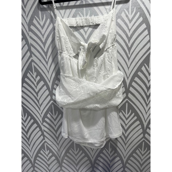 Princess Polly White Granno embroidered Tie Front Mini Dress Cutout Size US 10 - Picture 6 of 7